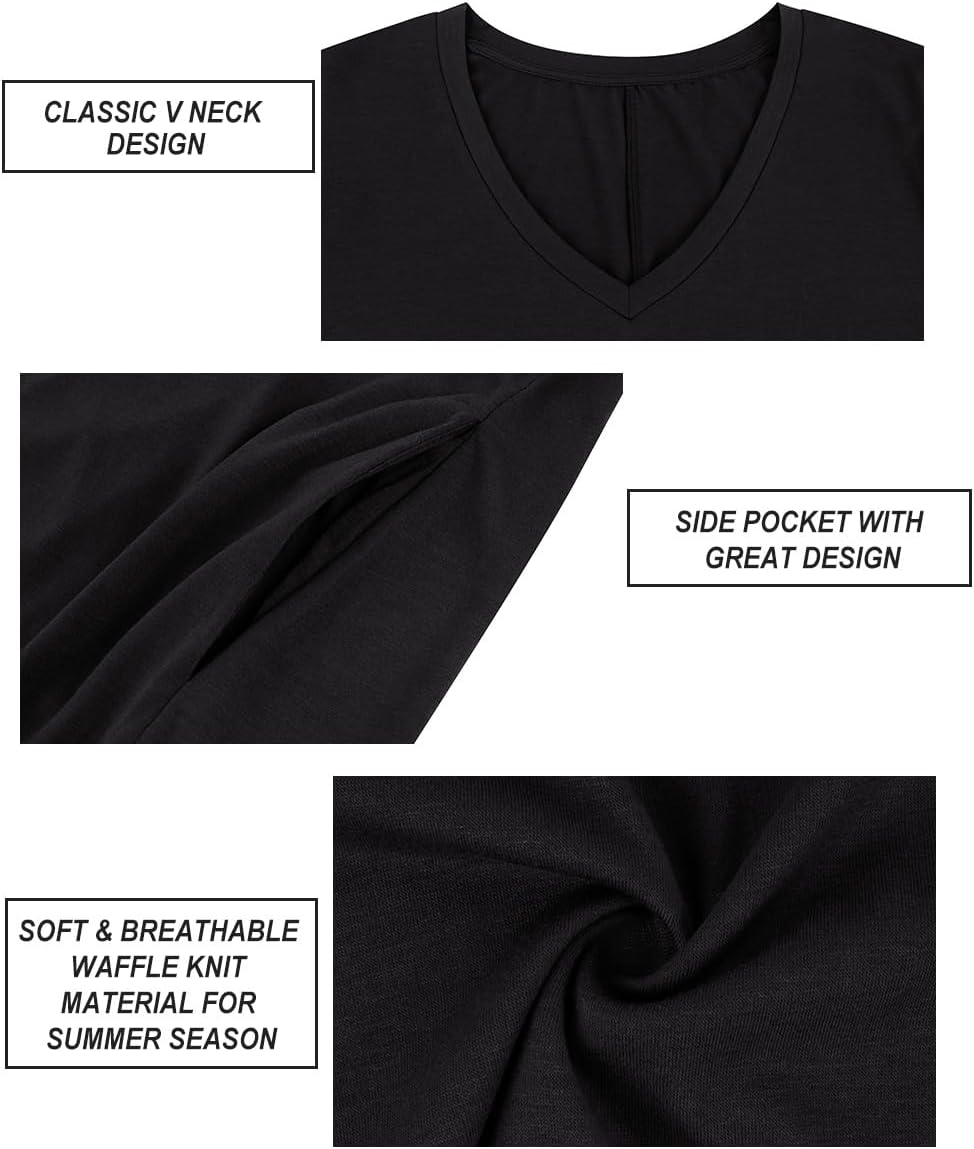 RITERA Plus Size Dresses for Women V Neck Casual Loose Pocket Short Sleeve Slits Maxi T Shirt Dress Summer Sundress XL-5XL - Image 6