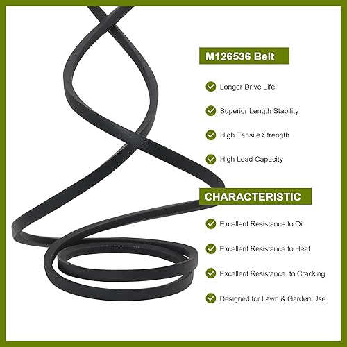 Miniatura 4 de M126536 Correa de transmisión de cubierta de cortacésped 12 "x 114" para John-Deere LT133 LT150 LT155 LT160 LT166 y LT180 38" 42C Deck Cub Cadet