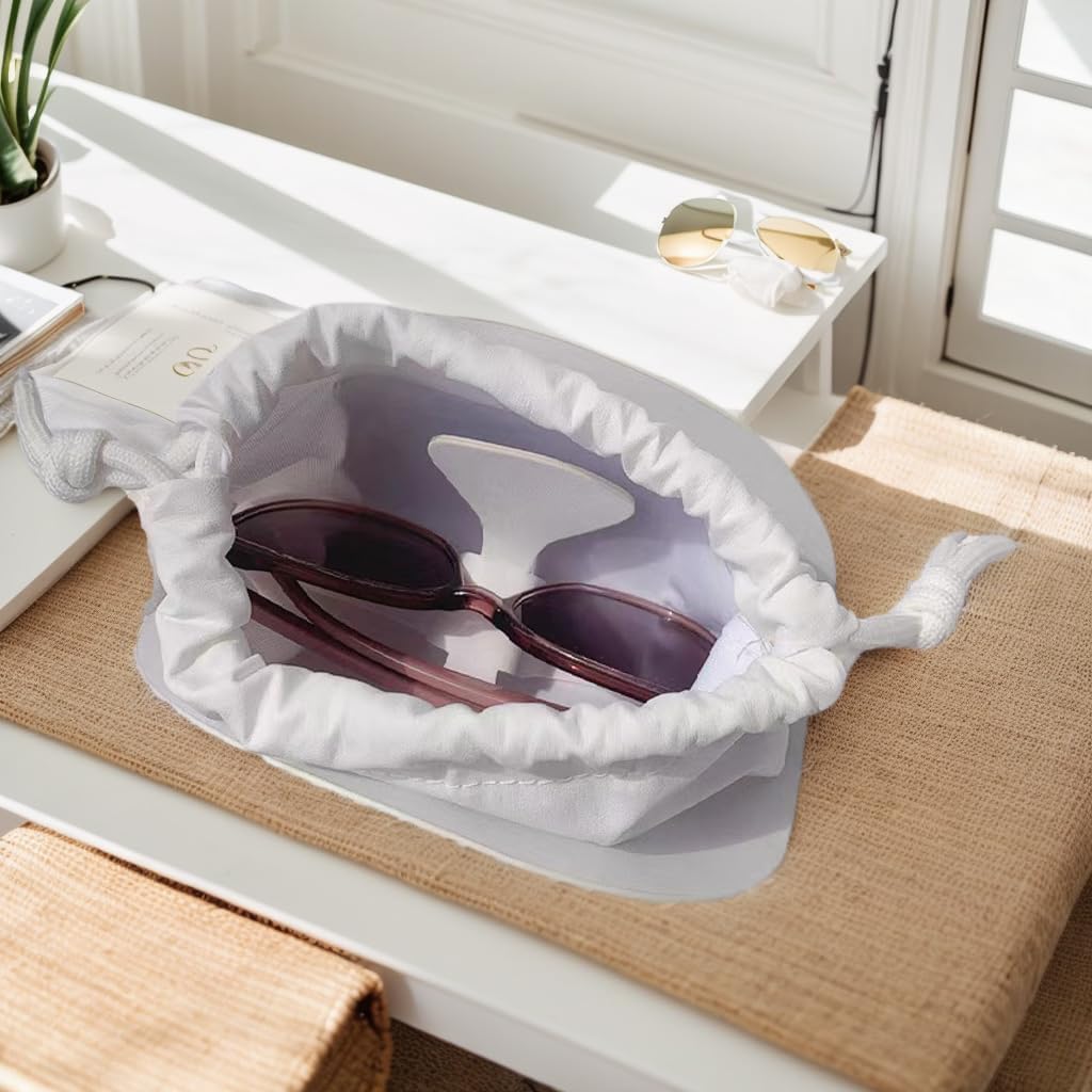 Glasses case soft, sunglasses pouch. Keep your eyewear safe and snug with our soft and quilted eyeglass holder. Easy to use, it's perfect for storing glasses and sunglasses.(white) - Image 3