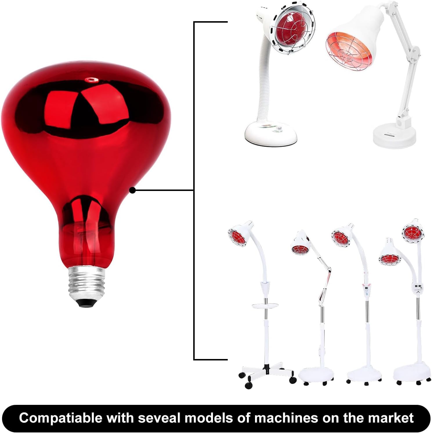 YUNCHI 300 Watt TDP Infraroodlamp met standaard, rood licht lamp met 4
