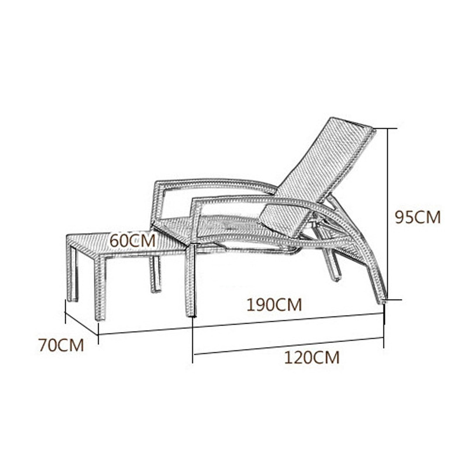 Sonnenliege Klappbar, Rattanweberei, Verstellbare Rückenlehne, Wasserdicht, Strandstuhl, für Garten, Strand, Schwimmbad, Terrasse (Color : A)