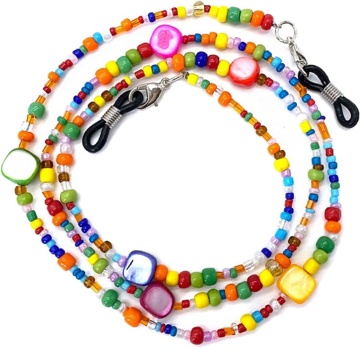 FRCOLOR Boho Style Shell Dyed Rice Beads Beaded Glasses Rope Glasses Chain (colorful Eyeglass Lanyard Necklace Lanyards for Women Chain for Glasses Women Eyeglass Holder Necklace Miss