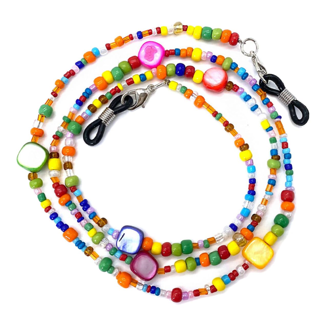 FRCOLOR Boho Style Shell Dyed Rice Beads Beaded Glasses Rope Glasses Chain (colorful Eyeglass Lanyard Necklace Lanyards for Women Chain for Glasses Women Eyeglass Holder Necklace Miss