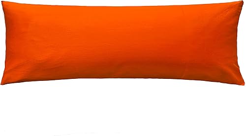 iMaylex Funda de almohada suave 100% algodón egipcio con cremallera, acogedora y ligera, fácil cuidado, color orragne y cuerpo, 20 x 54 pulgadas