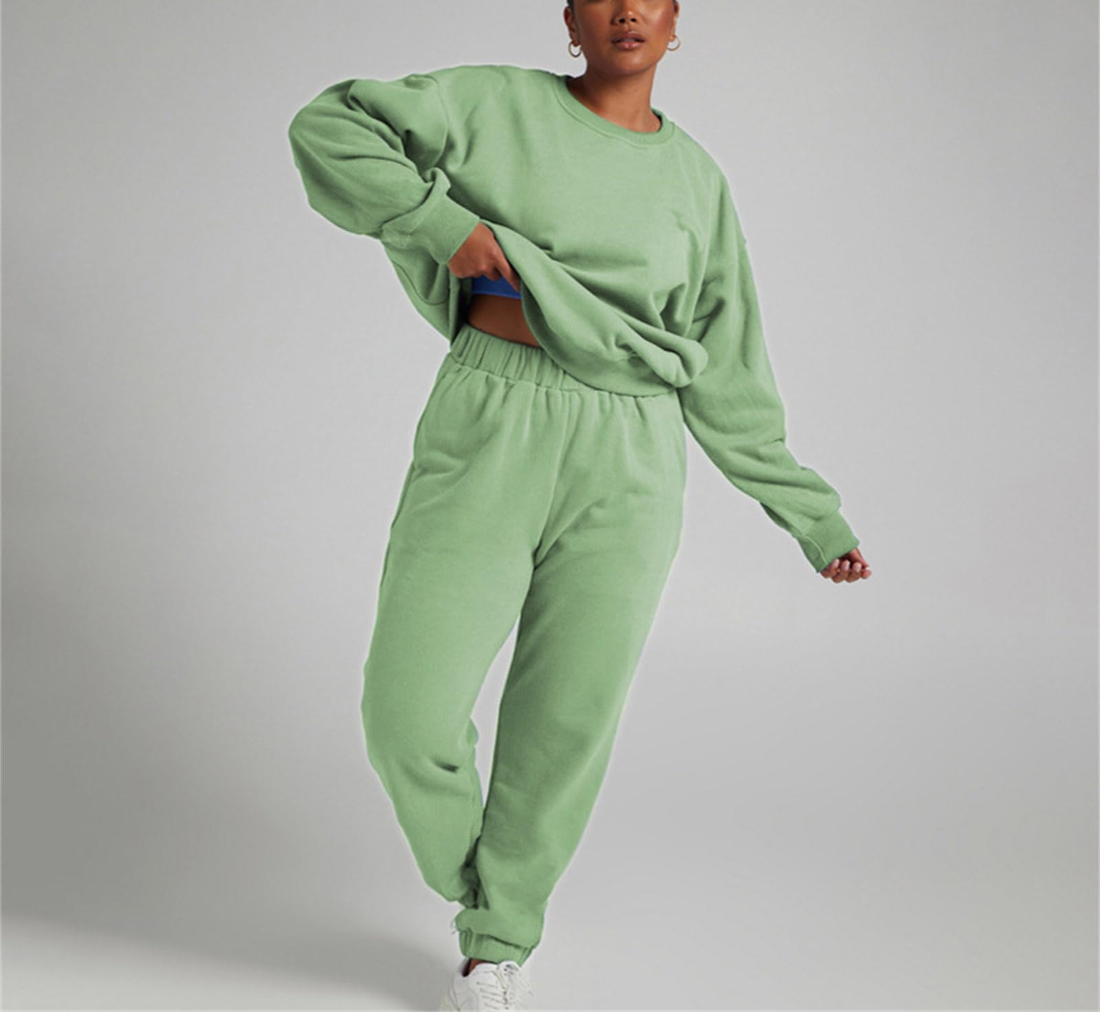 Suncolour Completo da Donna in Due Pezzi Felpa Pullover e Pantaloni da Jogging Tuta Calda Set di Tute Casual