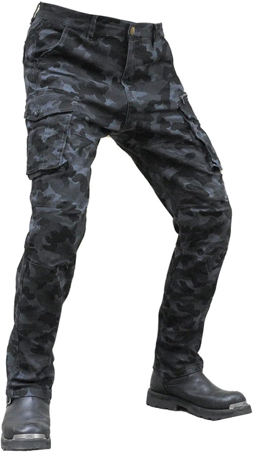 Full Season Motorcycle Pants Men and Women Apply to Armored Pants Pocket Breathable Mesh Cloth (Color : Camouflage 1 b, Size : 3X-Large)