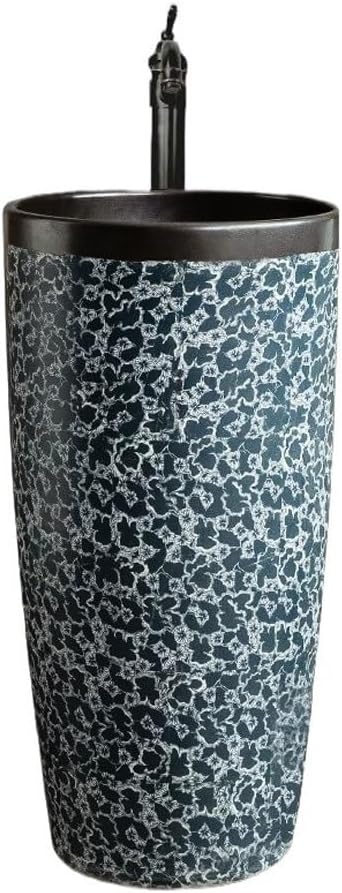 Bathroom Countertop Vessel Sink Retro Ceramic Column Wash Basin Balcony Art Toilet Sink Table Pedestal Sink Vanity