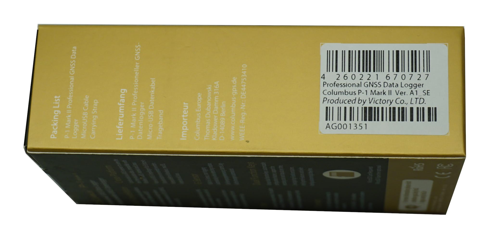 GNSS & GPS Daten-Logger Columbus P-1 Mark II mit PC Software für Windows & macOS