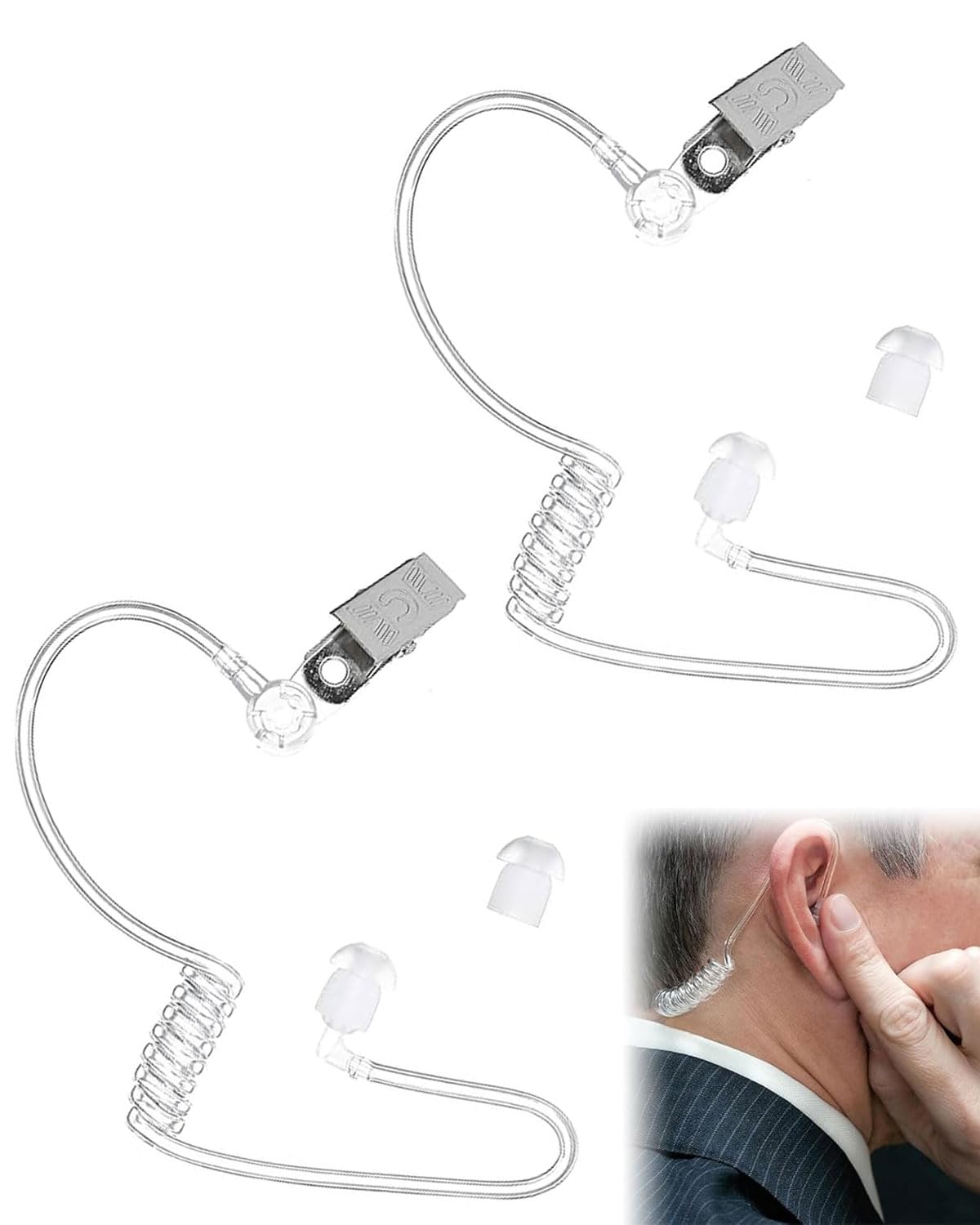 BARRU 2Pcs Ohrhörer Schallschlauch Ersatz für Walkie Talkie Funkgeräte mit Halteclip