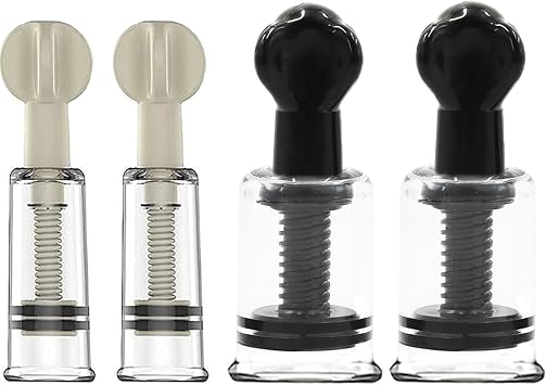Jesakmie 4pcs 2 Size Black and White Nipple Corrector Suction Cups - Nipple Inverted, Flat and Shy Nipples, Breastfeeding or Women
