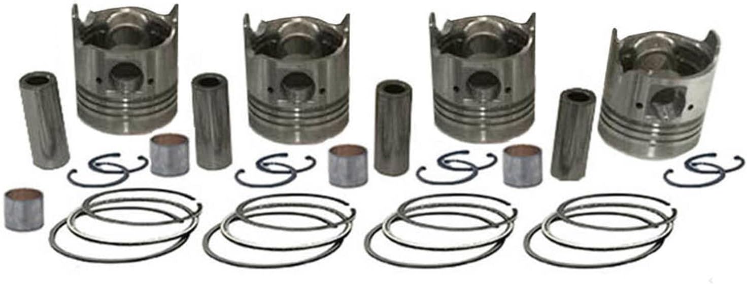 4D34 4D34T Piston Kit Compatible with Mitsubishi Engine 3.9L Fuso canter BE449 BE459 FE439 Replacement