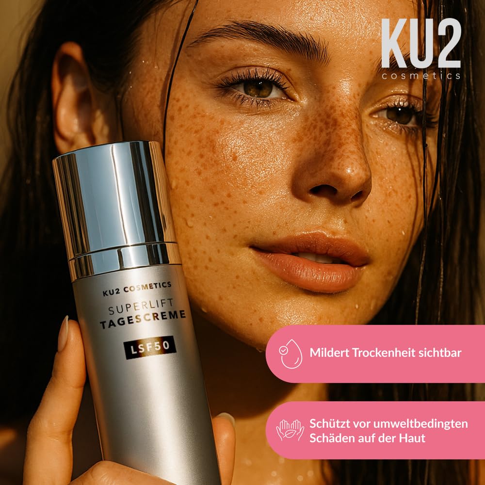 KU2 Cosmetics Superlift Crema Giorno Anti Aging SPF 50, 50 ml | Multi acido ialuronico, vitamina E, crema idratante, protezione UV