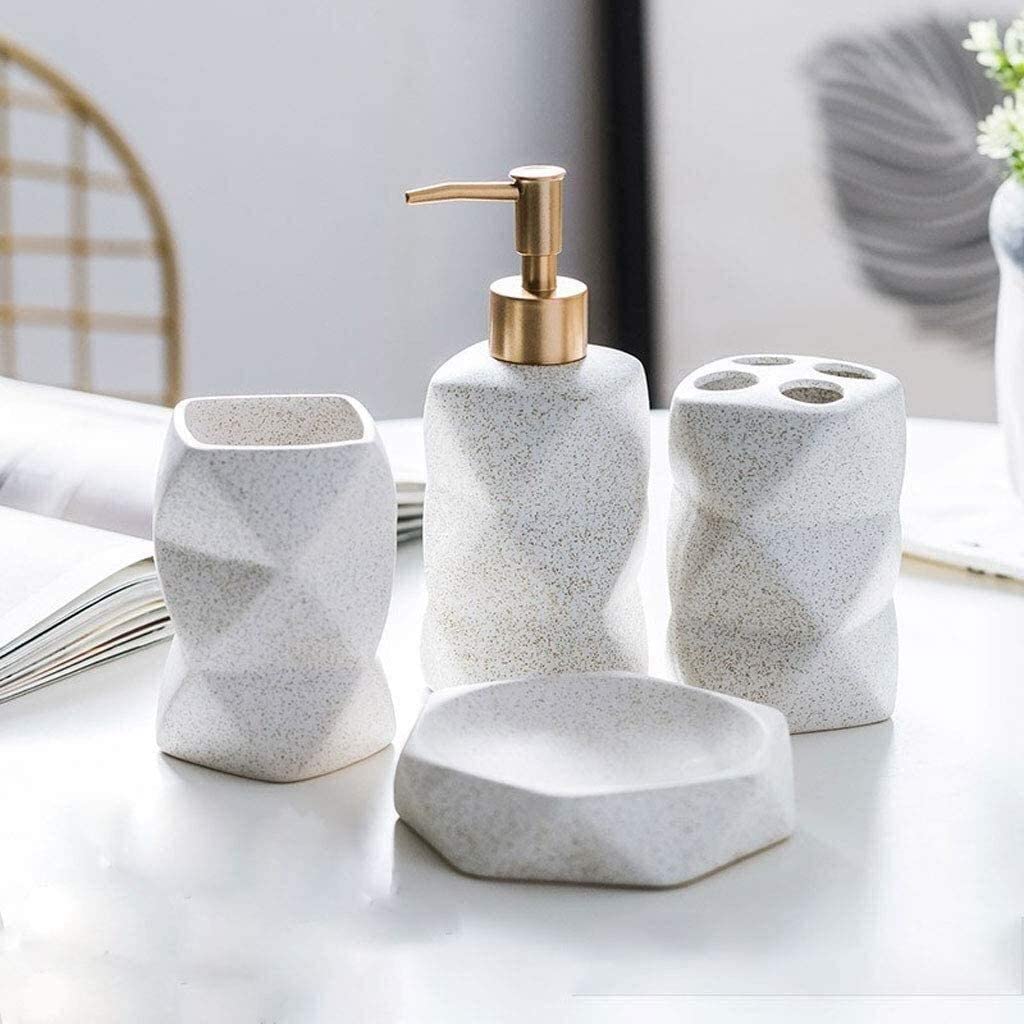 zestaw akcesoriów łazienkowych, Zestaw 4 ceramicznych naczyń do mycia i łazienek upominkowy z kubkami płukania ust(Blue,5 piece set)