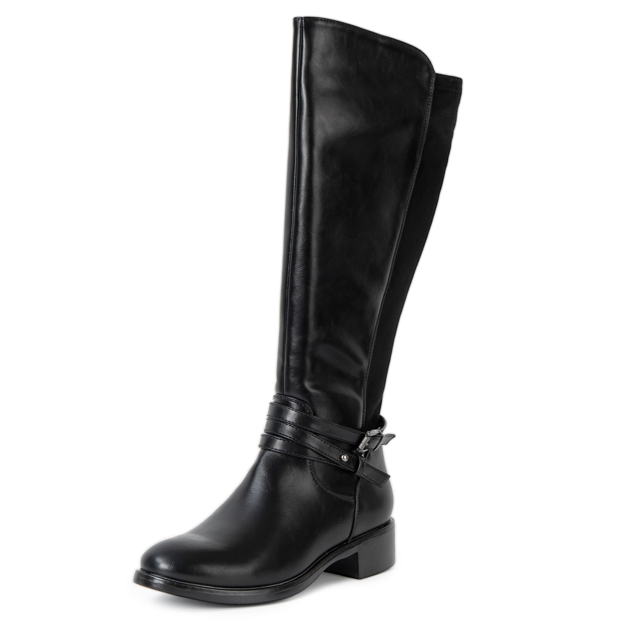 (size 11) Alpine Swiss Erica Womens Knee High Riding Boots Stretch Calf Low Block Heel Boots