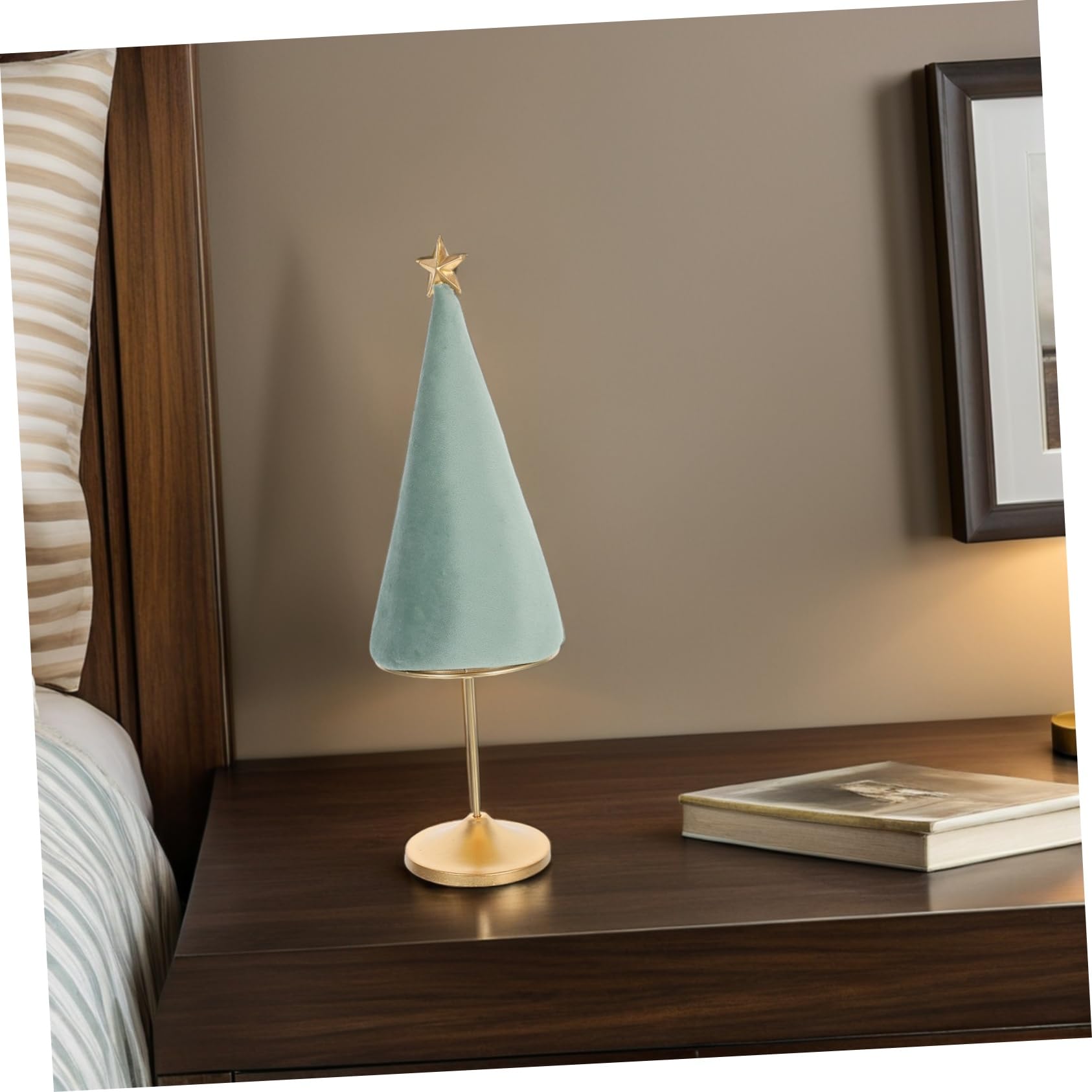 Base per Albero di Natale Supporto per Collana e Gioielli Espositore da Tavolo in Metallo Organizer per Gioielli in Velluto Ornamento da Scrivania per Feste