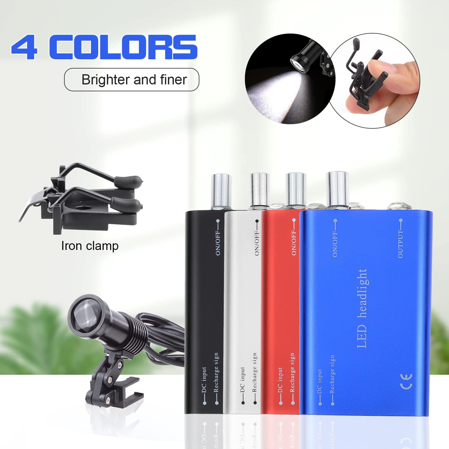 DY-009 5W Headlamp Insert Type Headlight with Extra Iron Clamp Type Rechargabe Metal Battery for Binocular Loupes Magnifier (Blue)