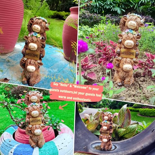 12 Inch Highland Cow Garden Statue Solar Outdoor Decor for Yard Patio Porch - image 8