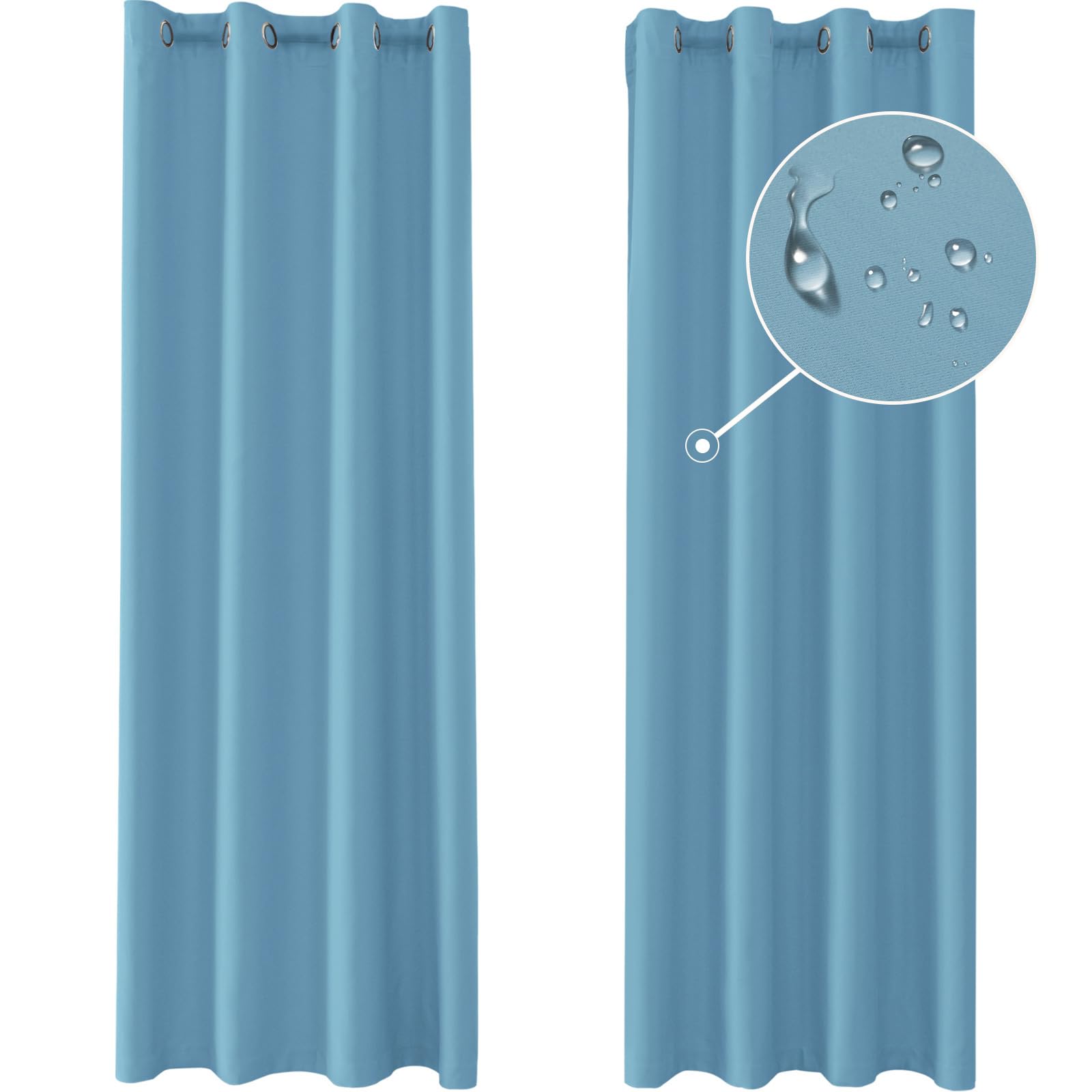 Ystyle Cortinas Salon Dormitorio 2 Piezas, 140×240cm, Cortinas Exterior Terraza Impermeable, Cortina Opacas Modernas Pesante con Ojales, Cortinas Termicas Aislantes Frio Y Calor, Azul Claro Global Recycled Standard Global Recycled Standard Global Recycled Standard