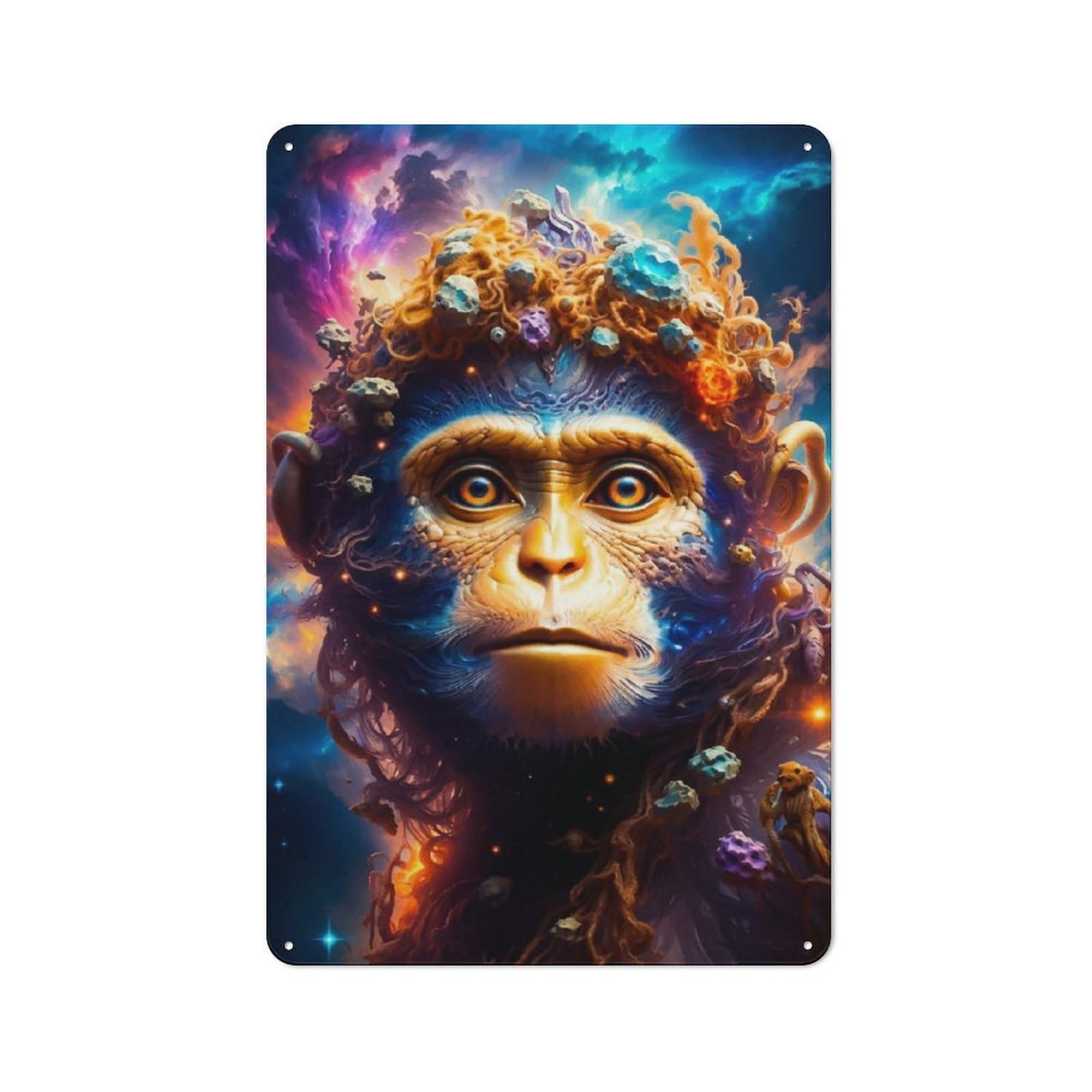 Junmoney Monkey King Metal Sign 30X20cm With For Hallway Wall, Vintage Decor, For Garage, Workshop And Man Cave Decoration