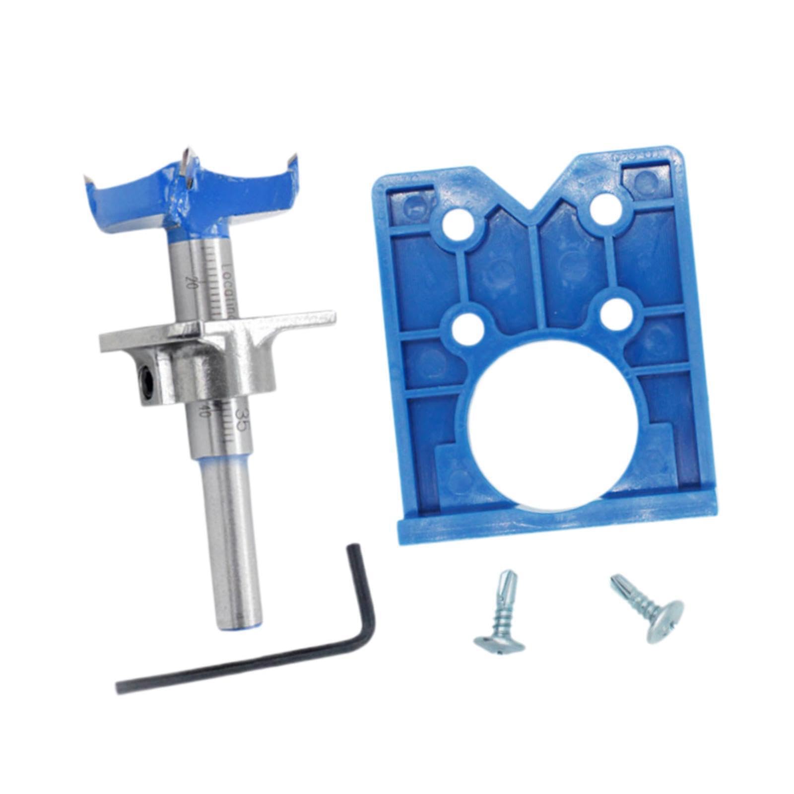 Twisaxc Blue Hinge Jig Drill Hinge Hole Opener Template Tool Build Ensures Durability And Precision In Woodworking Tasks 35Mm Drilling Positioning Plate,