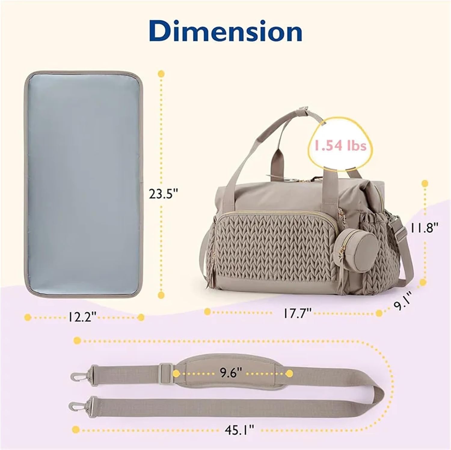Mommy Diaper Bag Large Capacity Organizer For Stroller Hanging Bags Maternity Women Fashion Tote Lightweight(Khaki)