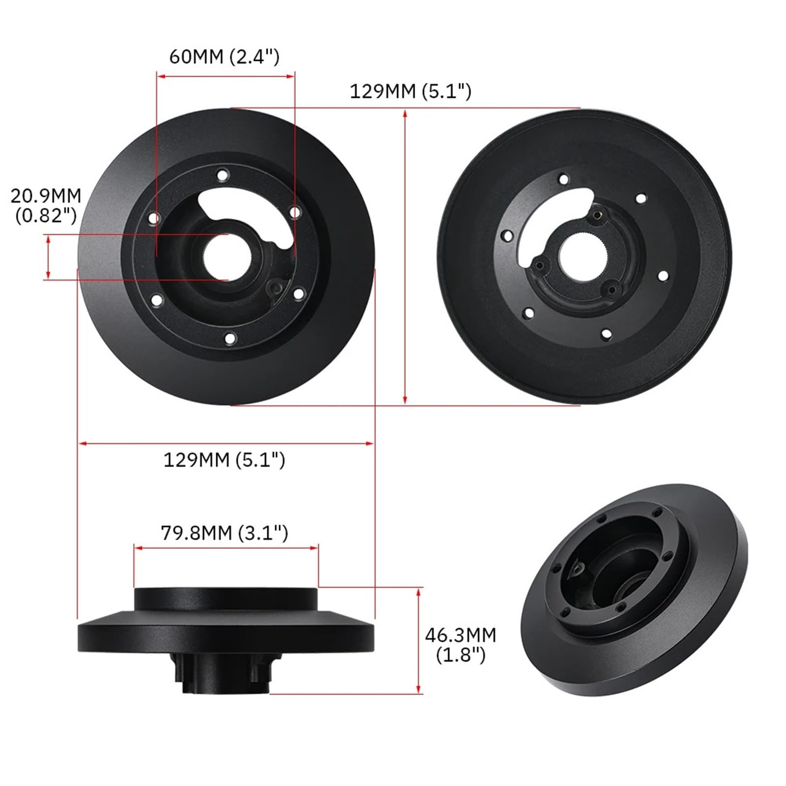 Ejes de Volante,Volante Hub Kit Adaptador De Cubo Corto De Aluminio Negro, Kit Adaptador De Cubo De Liberación Rápida, Uso Apto Para BMW E36 318