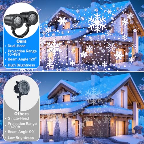 Christmas Projector Lights Outdoor - 2025 Upgraded Double Head Brighter Waterproof LED Snowflake Christmas Light Projector for Outdoor & Indoor Parties, Garden, Patio, and Christmas Decorations by TWOBIGO - Image 5