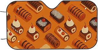 Tasty Chocolate Cake with Cherry Car Windshield Sunshade Sun Protection Heat Reduction Medium