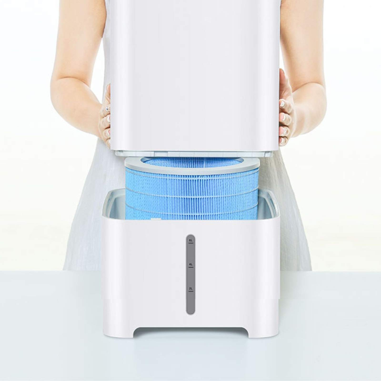 Umidificatore, umidificatore ad Aria umida da 50 Gradi, Grande capacità Senza Nebbia, umidificazione evaporativa Senza Nebbia Bianca