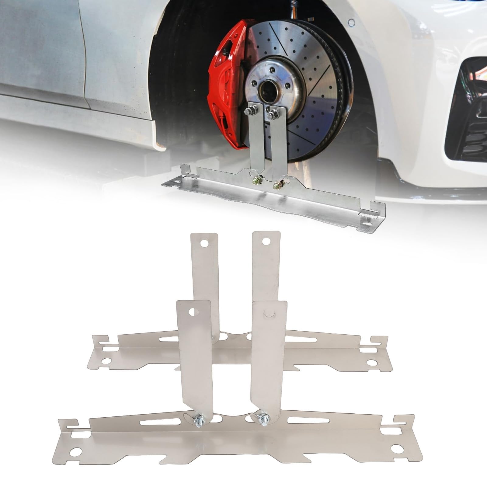 Herramienta de alineación de Ruedas Mejorada con Placas de conexión, Placa de Herramienta de alineación de Puntera de Acero Inoxidable Resistente para automóviles, (No Tape Measure)