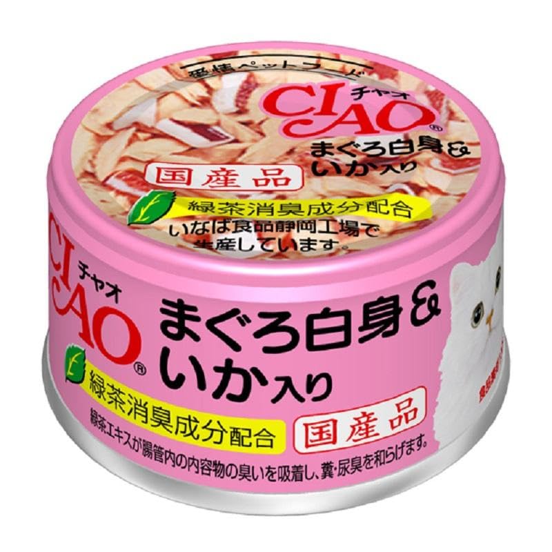Amazon | チャオ ホワイティ まぐろ白身＆いか入 85g×24缶 | いなば