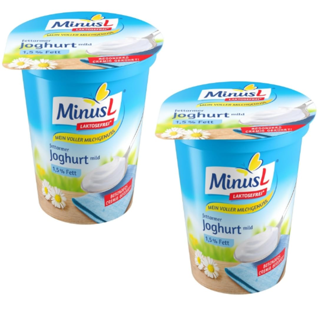 Minus L fettarmer Joghurt mild laktosefreien 1,5% Fett Joghurt 400 Gramm x 2 Stück [Frischegarantie] mit Pufai Grıcery