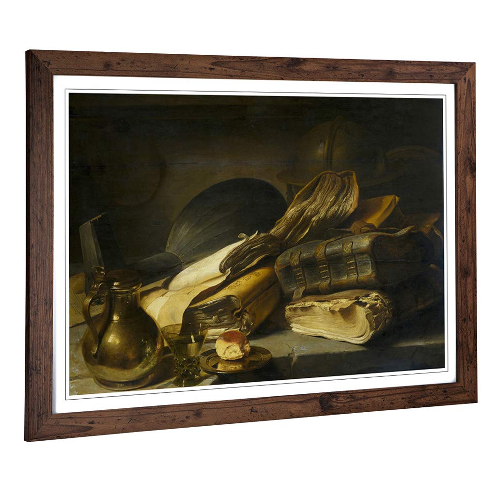 Big Box Art Framed Print of Rembrandt Still Life Design | Wall Art Picture | Home Decor for Kitchen, Living, Dining Room, Lounge, Bedroom, Hallway, Office, Walnut, A2 / 24.5x18 Inch / 62x45cm