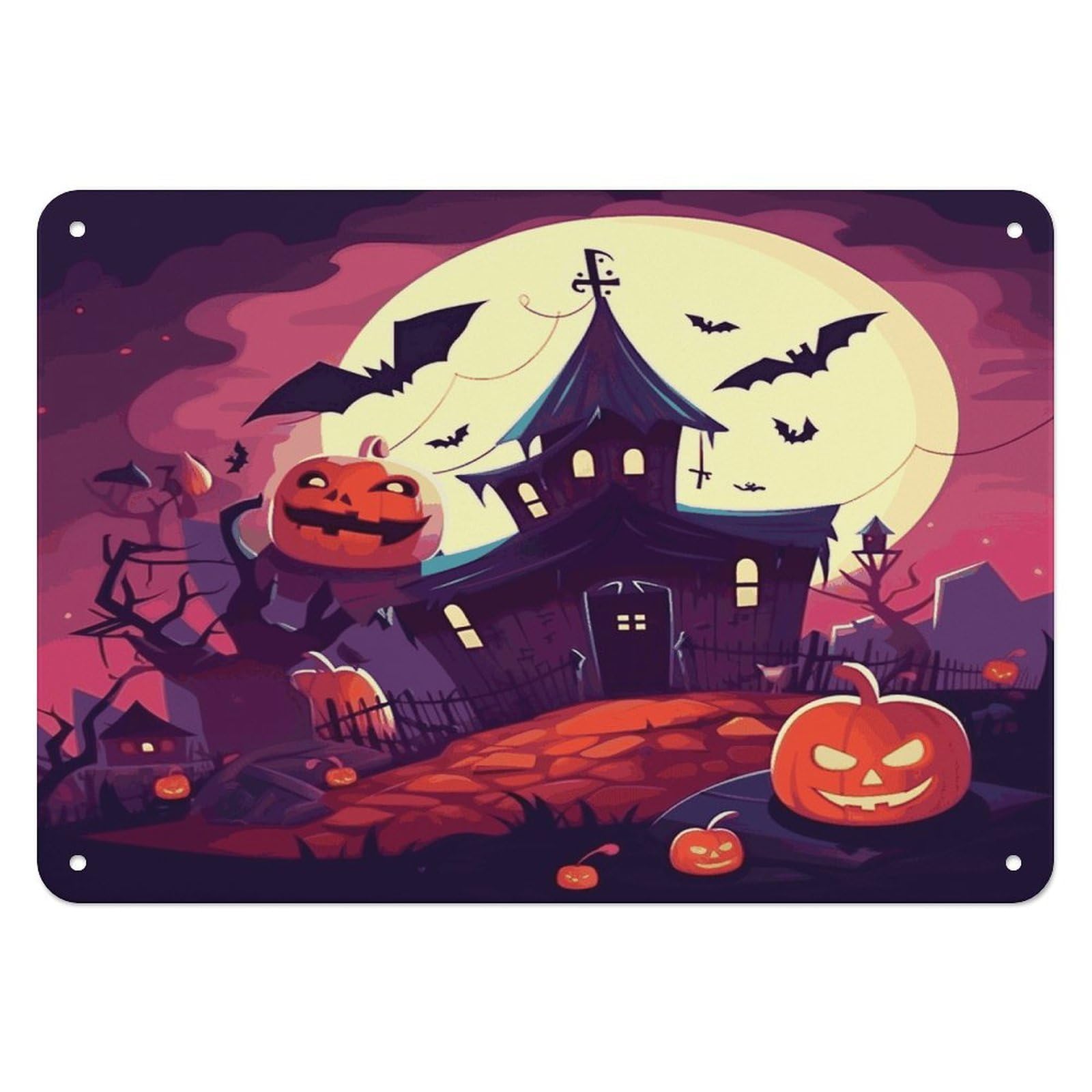 Btcowzrv Style Happy Halloween Metal Sign, 5.5" X 7.9" Tin Wall Decor, Wall Art Plaques For Home Wedding Decor Room Living Room Decoration