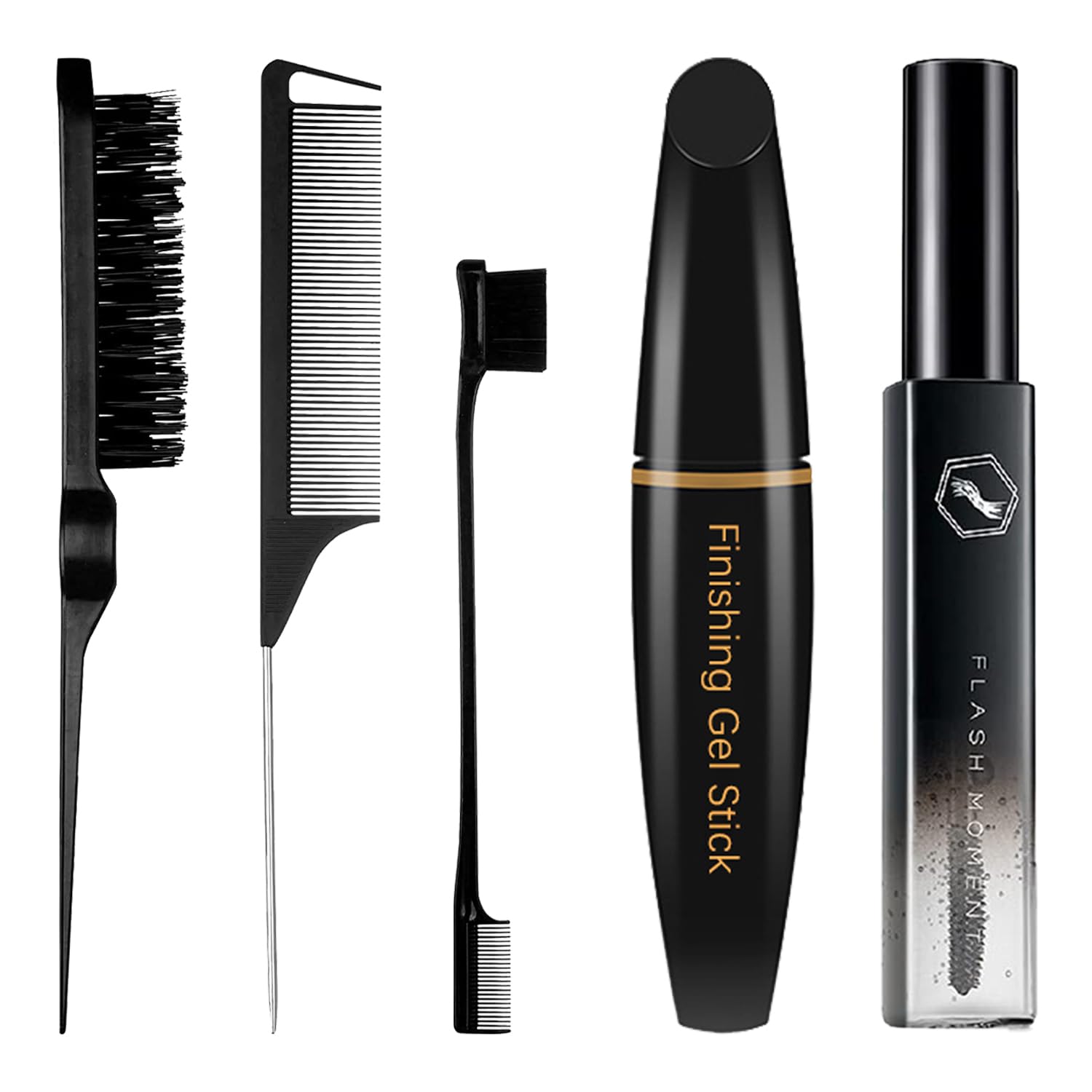5-Piece Hair Finishing Set: Flyaway Control Wax Sticks, Styling Comb for Sleek, Frizz-Free Edges and Baby Hair