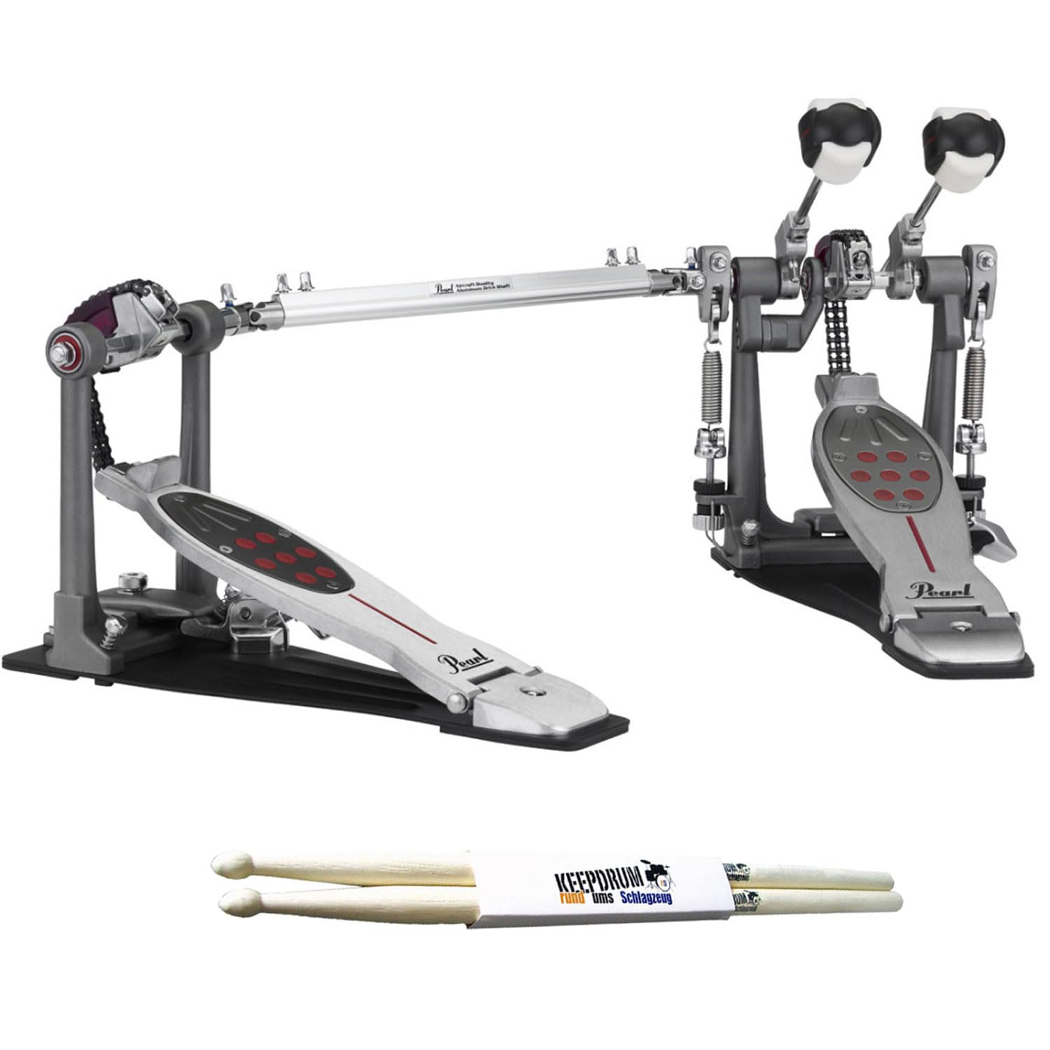 Pearl P2052C Eliminator podwójna stopka z pałeczkami perkusyjnymi keepdrum, 1 para