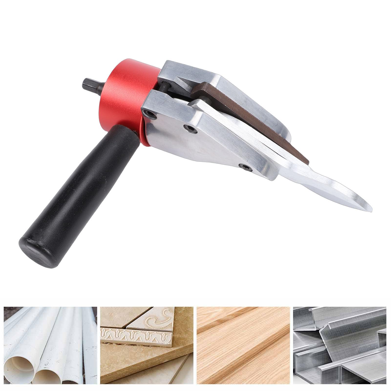 Fafeicy Przystawka do Wiercenia ścinającego do Blachy, Narzędzie Cięcia Stali CrV z Uchwytem Obrotowym 360 Stopni żelaznego Aluminiowego Panelu Dachowego ze Stali Nierdzewnej