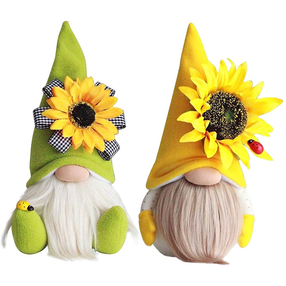 CTRLZS 2 PCS Sunflower Gnome Summer Gnomes Plaid Sunflower Gnome Ornaments Sunflower Decor