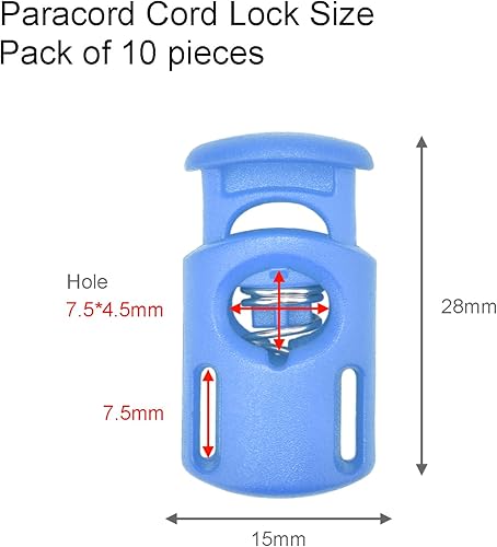 Miniatura 10 de 50 unidades de cierre de cordón de resorte de plástico surtido para clip de cordón de paracaídas, palanca de tope para pantalones deportivos,