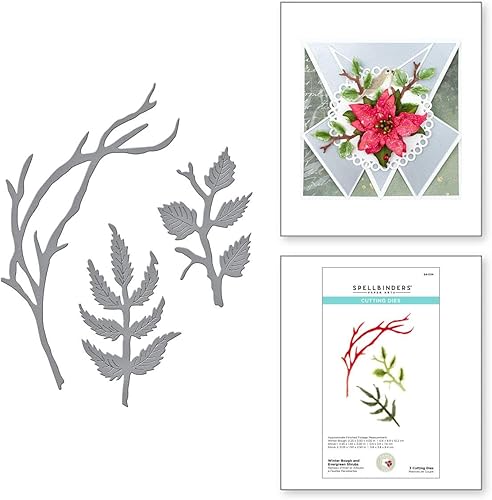 Spellbinders Troqueles de rama de invierno y arbustos de hoja perenne, metal