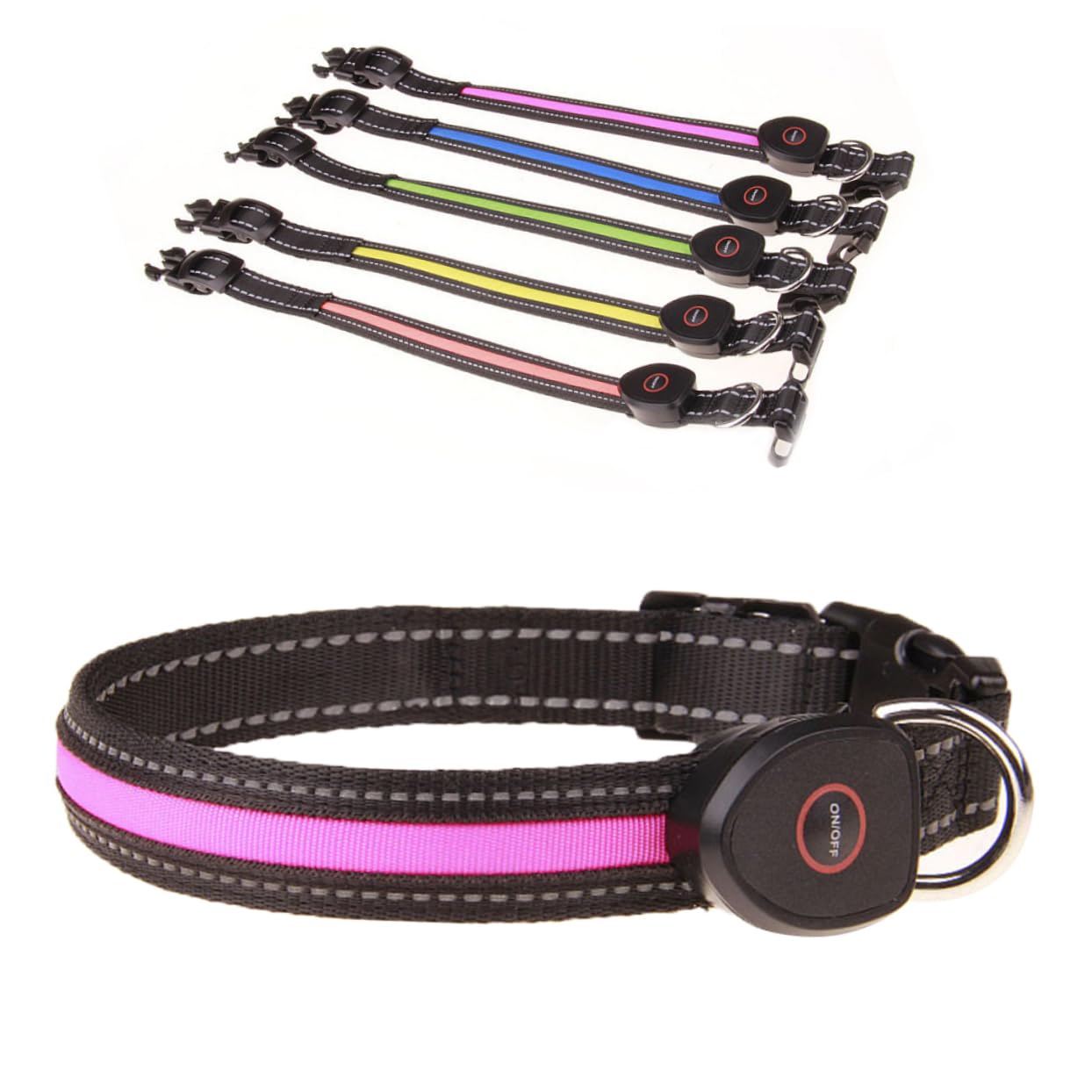 POPETPOP Collier Lumineux pour Chien 3 Pièces Réglable pour La Marche Nocturne Taille L