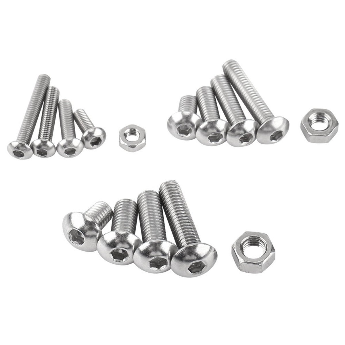 Mxsh3 440Pcs M3 / M4 / M5 Cabezal De Botón De Acero Inoxidable Tornillos De Cabeza Hueca Hexagonal Tornillos Tuercas Kit De Surtido De Tuercas