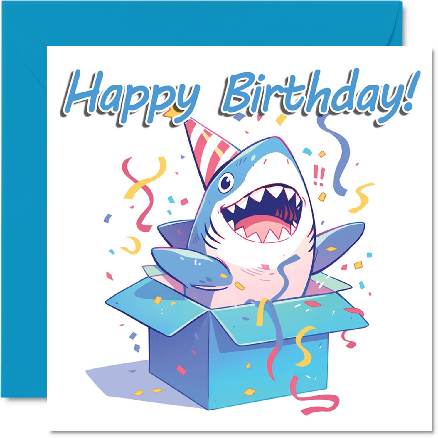 Shark Birthday Cards - Animal Gifts - Happy Birthday Card for Son Daughter Brother Sister Grandson Granddaughter Niece Nephew Cousin, 145mm Bday Greeting Cards