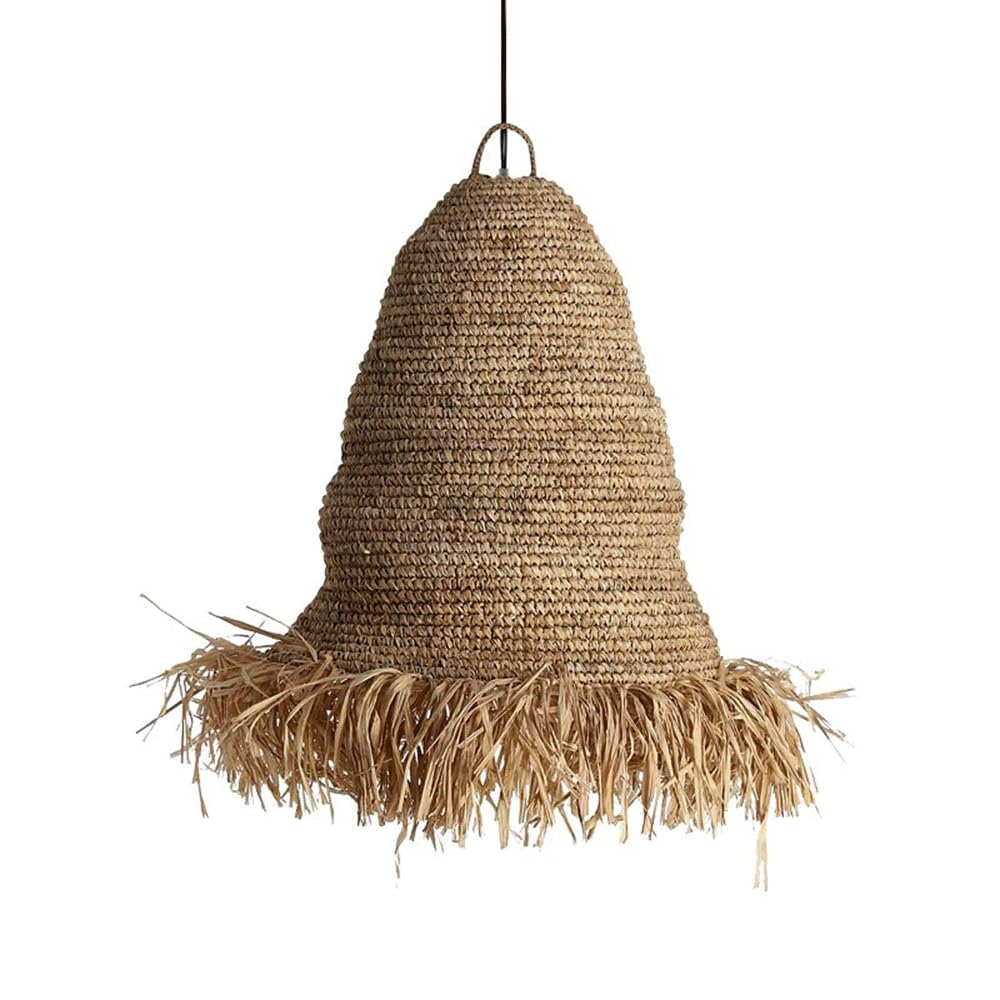 CHUNGYANG Wabi-sabi Style Tea Room Chandelier Vintage Rattan Hanging Lighting For Guesthouse Dining Room Farmhouse Hand Woven Pendant Light For Kitchen Island Entryway Natural Grass Rattan Hanging Lam