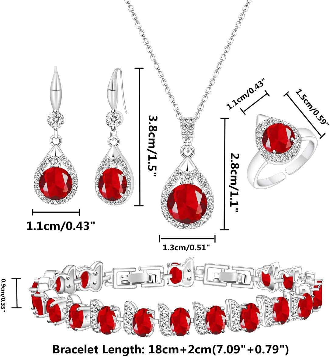 LMXXVJ Jewelry Set For Women,Platinum Plated Necklace Ring Earrings Bracelet Costume Jewelry Set Mother's Day Christmas Birthday Thanksgiving Day Gift for Mom/Wife - Image 6