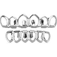 Open Face Grills for your teeth 6/8 Top and Bottom Teeth Grillz Set Hollow Teeth Covers Dental Grillz for Men Women Hip Hop Cosplay Rapper