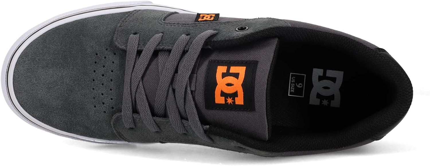 DC Men's Anvil Casual Skate Sneaker, Grey/Black/Orange, 7 - Image 5