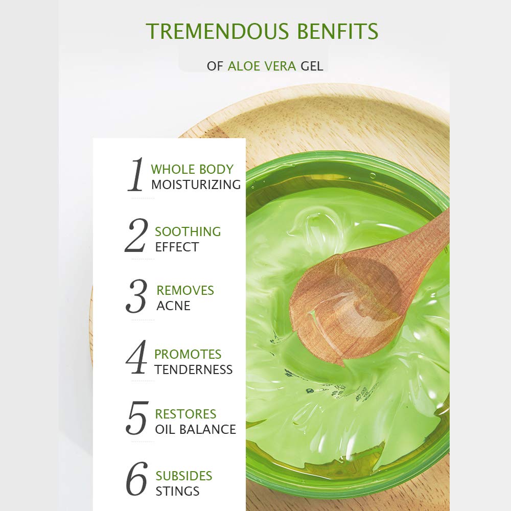 JOMTAM Aloe Vera 92% Moisturizing Gel Natural Extract Nourishes Cleansing Nourishes Softens Glycerin Oil Balance Essence Removes Acne 300g - Image 4