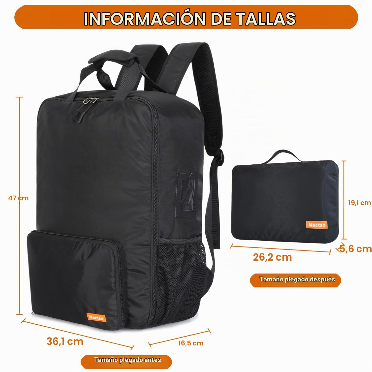 Mactso Mochila de viaje para cochecito compatible con GB Pockit y GB Pockit Air Plus All Terrain, mochila de viaje ligera para cochecito, para llevar en avión, negro, M