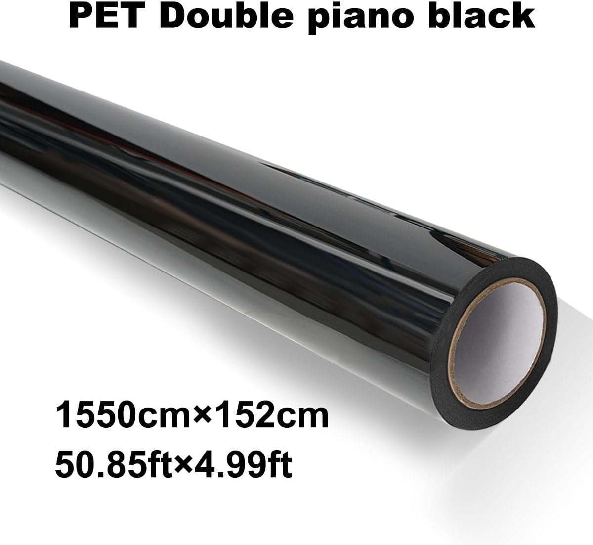 Piano Gloss Black Car Vinyl Wrap Roll with PET Liner 5FT x 50FT for Automotive SUV Truck Bike Boat,Bubble Free Air Release,Self Adhesive,Heat Activated Stretchable Removable